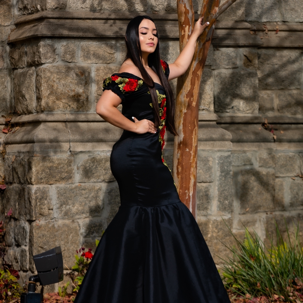 Elegant Black Floral Gown